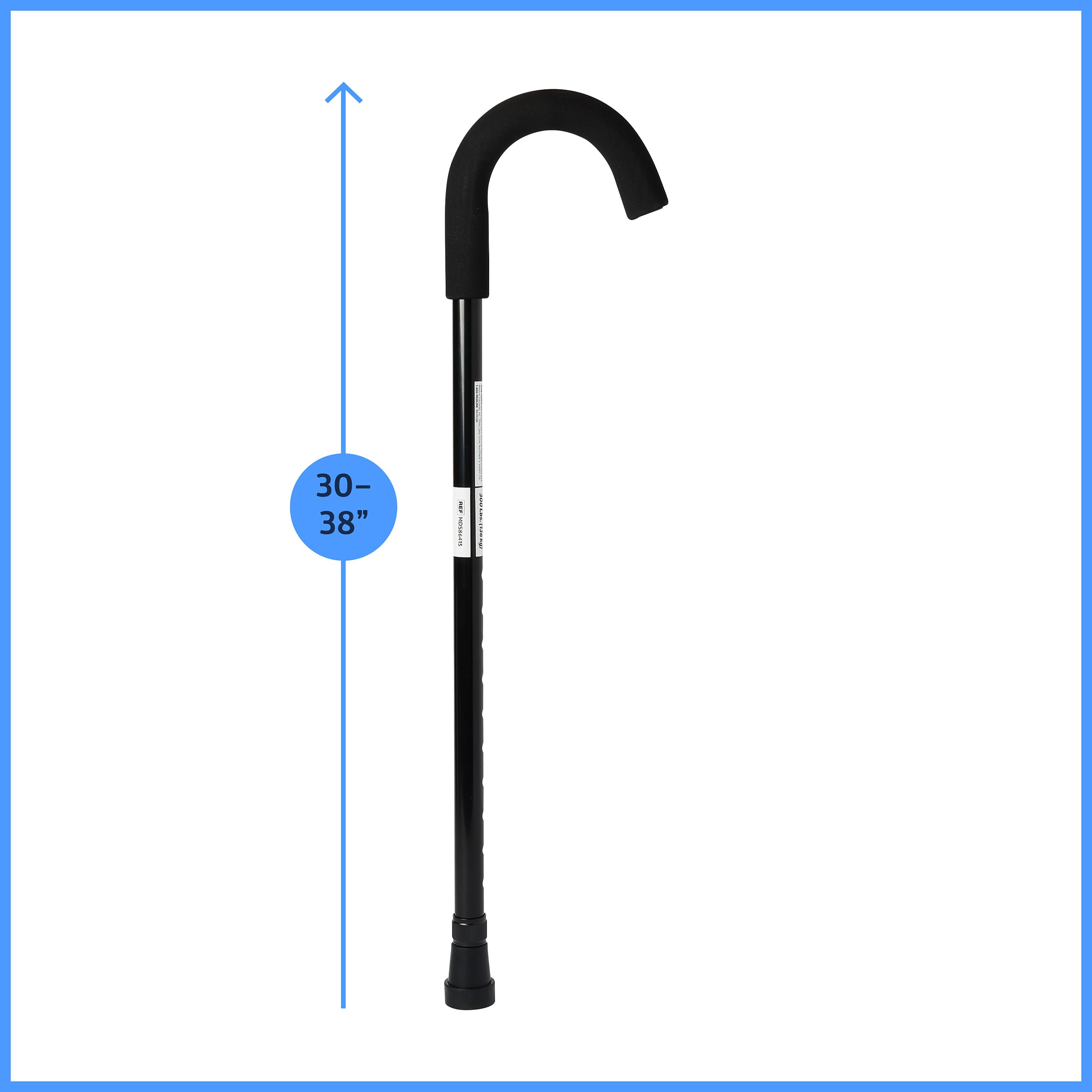 Medline Aluminum Cane Walking Aid is Portable & Lightweight, Helps Seniors & Adults with Balance, Knee Injuries, Leg Surgery Recovery & Mobility
