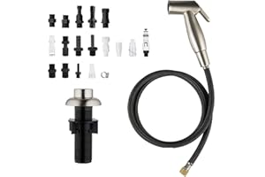 HOUTINGMAAN Kitchen Side Sprayer,Kitchen Sink Sprayer Replacement,Kitchen Sink Faucet Sprayer Hose,Kitchen Sprayer Head Replacement,Kitchen Sink Spray Head,Sink Spray Hose, 17 ADAPTERS Available, Brushed Nickel
