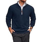 Yousify Mens Quarter Zip Pullover Mock Neck Long Sleeve Sweatshirts Casual Cotton Lightweight Golf Shirts