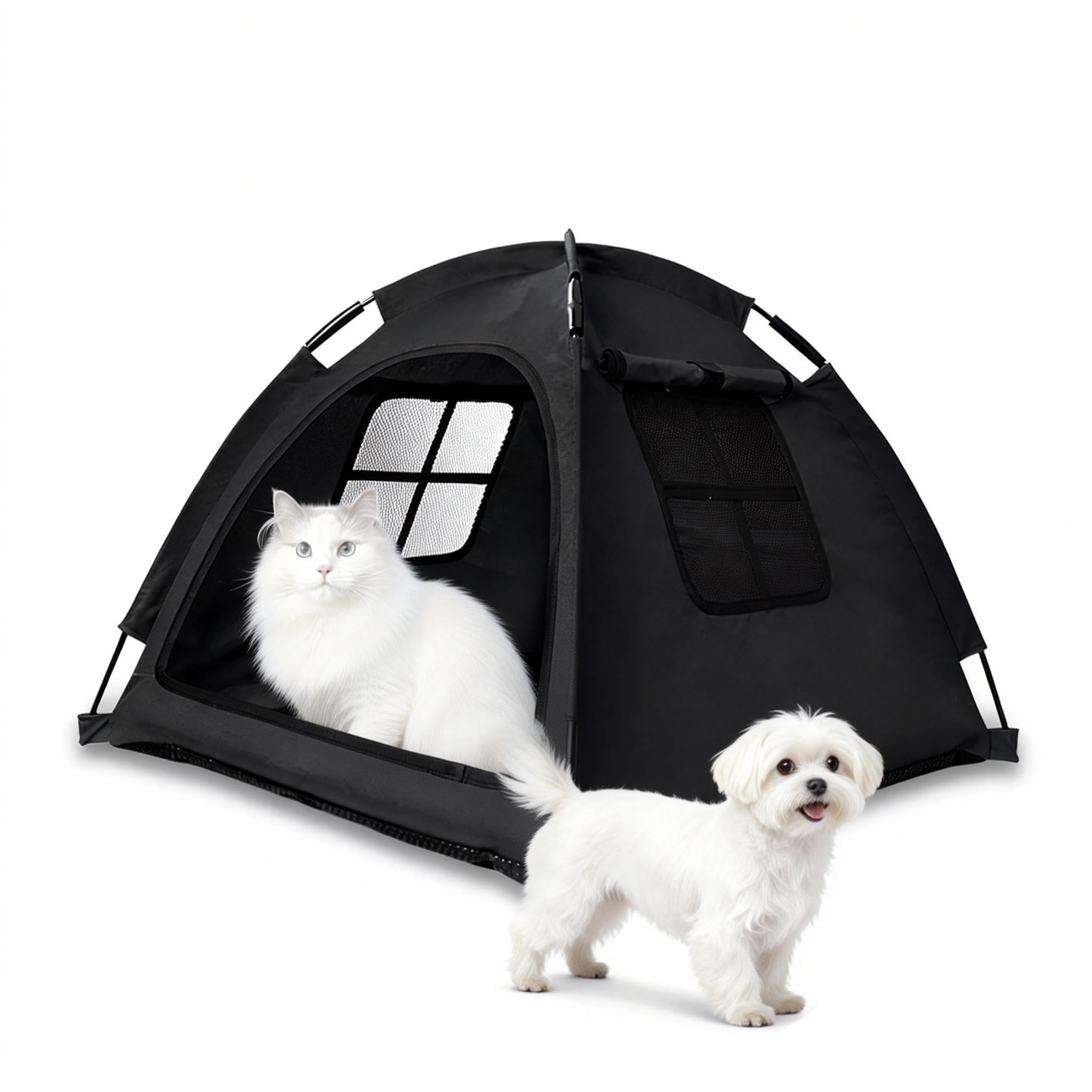 Nockovi Black Cat Tent House、Cat's Nest, Portable Indoor/Outdoor Pet Tent House for Cats, Puppies and Other Small Animals