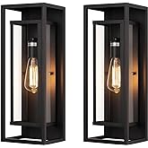 mirrea 18" Classic Outdoor Wall Sconce 1 Light in Matte Black Rectangular Metal Frame and Clear Glass Shade Waterproof Porch