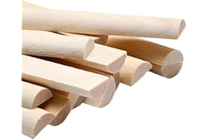 JOYHUATRADE 18 PCS Split Wood Dowel Rods, 15.7 Inch Long x 0.79 Inch Diameter Unfinished Cuttable Half Round Wooden Dowels Sticks for Art Projects and DIYers