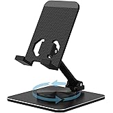 SOJUNER Rotating Aluminum Cell Phone Stand for Desk, Tablet Stand Compatible with 4-9.7in Phones and iPad, mini Black