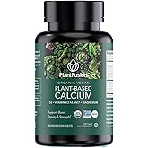 PlantFusion Organic Vegan Calcium, Premium Organic Plant Based Calcium (1000mg) Sourced from Icelandic Red Algae, Plus Magnesium, D3, K2, Iron and Boron, 180 Vegan Tablets