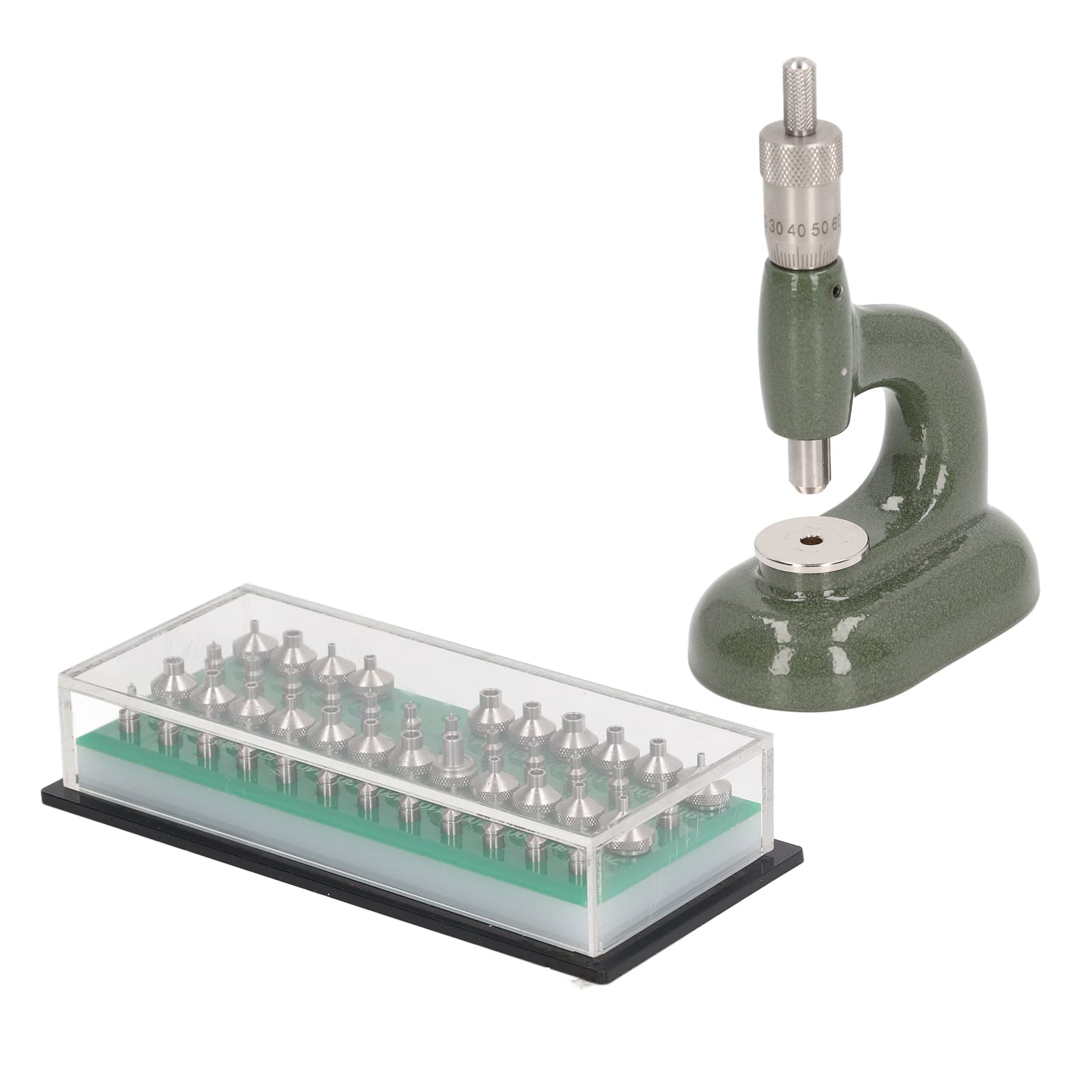 ViaGasaFamido ViaGasaFamido Watch Press Tool Kit 48Pcs Dies Watch Repair Tool Watch Opener Watch Back Case Closer Watchmaker Jewelling Tool Aluminum Alloy Green with Storage Box