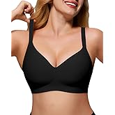 As Fairy Womens Soft Comfortable No Underwire Bras V Neck Seamless Push Up Bralettes Full Coverage Tshirt Brassiere