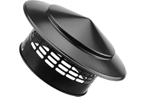 Ankuce Cone Top Chimney Cap, RoundChimney Cover Cap Outside Roof Fireplace Screen Cover Exterior Stove Pipe Topper (Black, 6in-1)