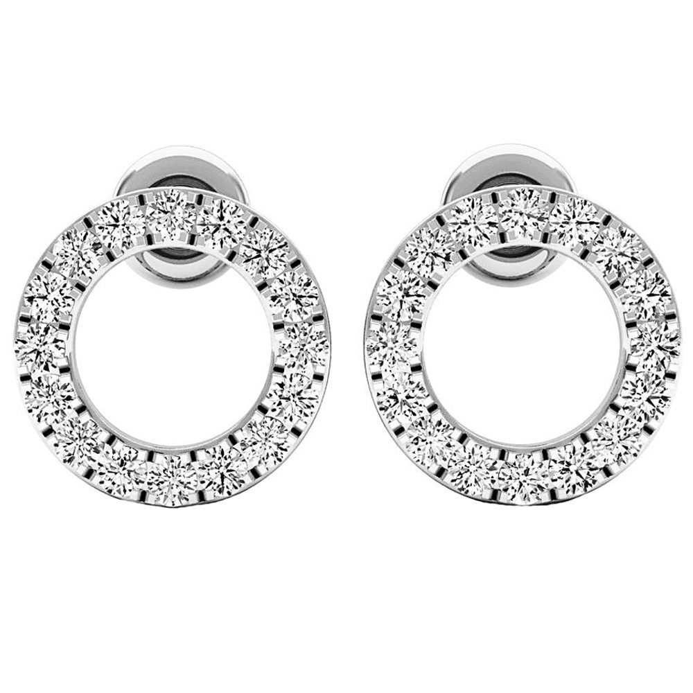 Dazzlingrock Collection Round White Diamond Ladies Circle Shape Stud Earrings