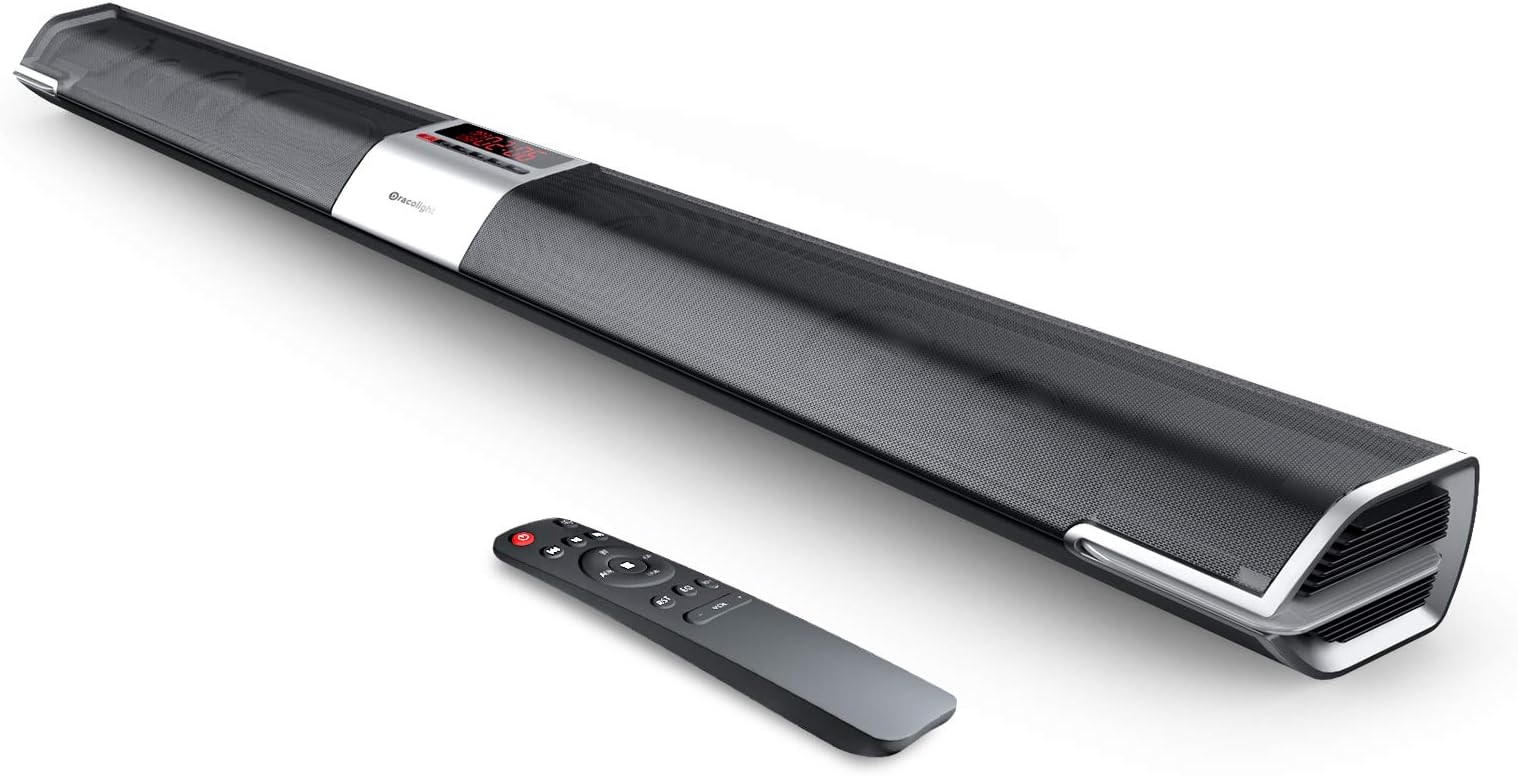 Soundbar, GooDee 30-Inch Home Theater 60 Watt Sound bar for TV, 2.0 Channel Bluetooth 5.2 Wireless Audio Speaker, Support Optical/RCA/AUX, Wall Mountable