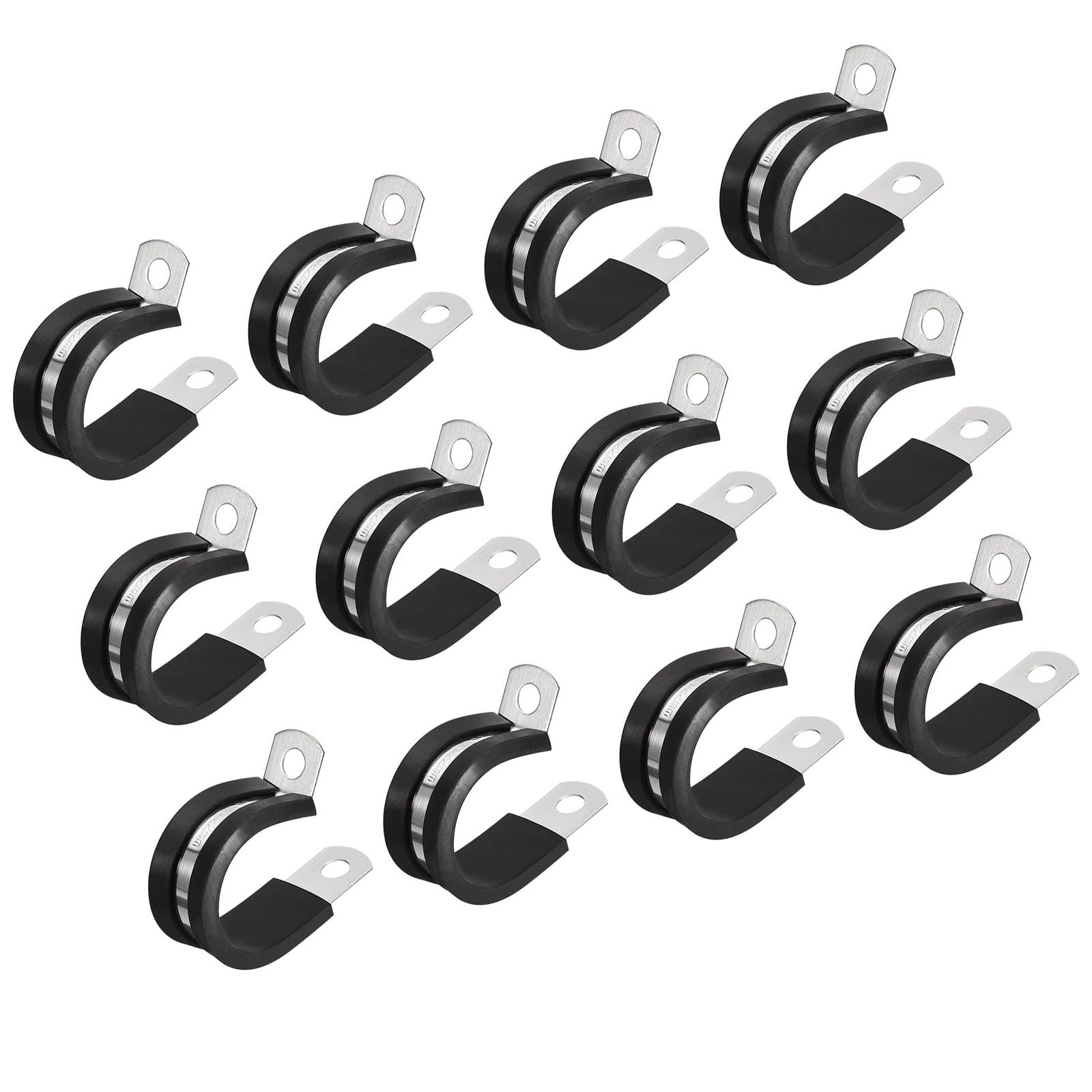 MACHSWON 24Pcs 7/8 Inch(22mm) Cable Clamp, Rubber Cushioned Insulated Clamp 304 Stainless Steel R Shape Bracket Metal Pipe Clamp Tube Holder for Wire Hose Tube