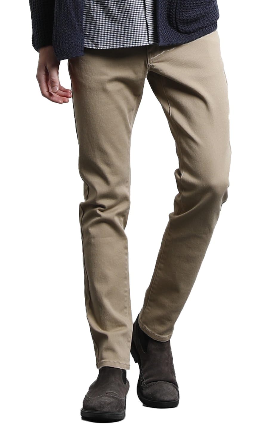 LUCKY STORE (ラッキーストア) チノパン ストレッチパンツ メンズ スキニー カツラギ素材 ベージュ S