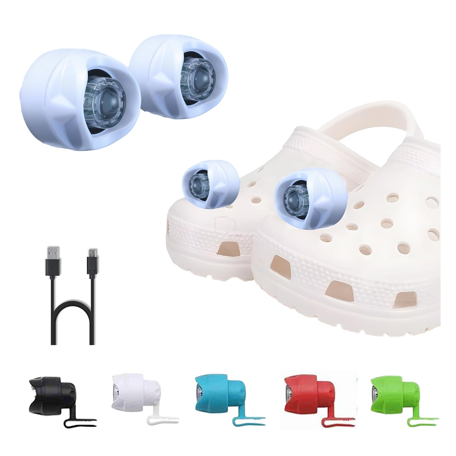 RAHAN Rechargeable Headlights for Shoe, 2 PCs LED Lights for Shoe, Waterproof Hands Free Flashlights with 3 Lighting Modes, Novelty Clog Lights for Camping, Dog Walking