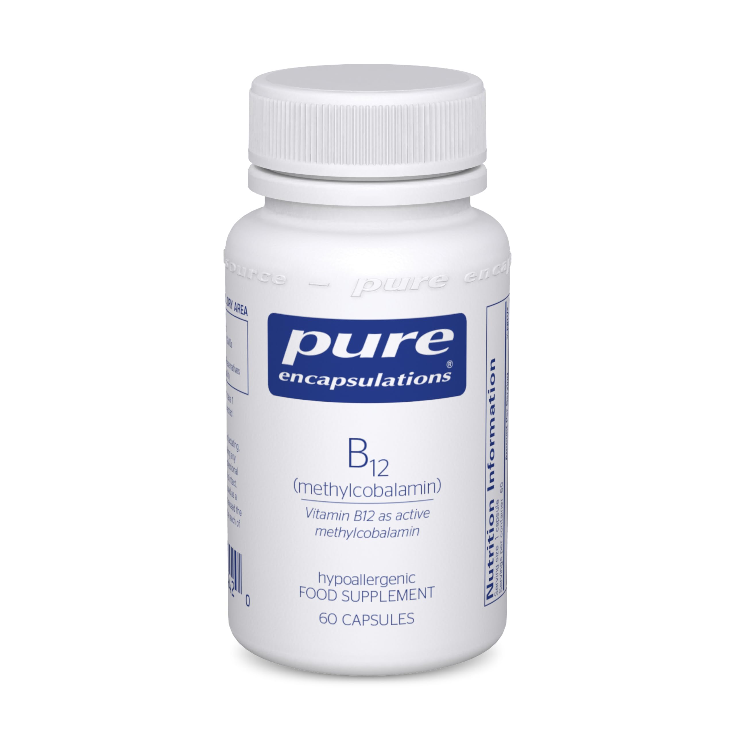 Pure Encapsulations Vitamin B12 Methylcobalamin 1000 UG - Advanced Vitamin B12 for a Healthy Nervous System - 60 Capsules