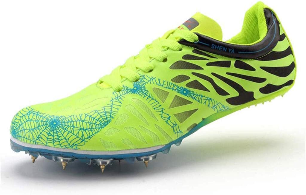 FLOWUNDER Men's Track And Field Shoes, Lightweight Breathable Competition Sports Shoes Youngster Athletics Outdoor Sprint Spikes Non-Slip Training Sneakers