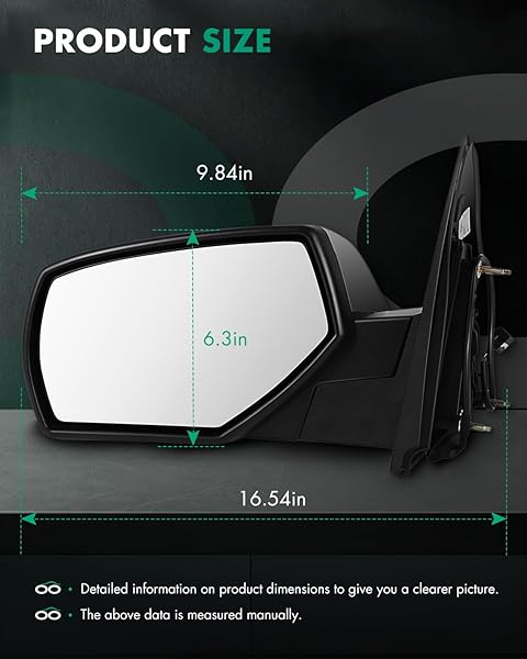 SCITOO SIDE VIEW MIRROR FIT FOR 2014-2018 FOR CHEVY SILVERADO 1500 2014-2017 FOR GMC SIERRA 1500 22820378 POWER ADJUSTMENT HEATING DRIVER SIDE MIRROR