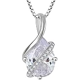 YL Teardrop Necklace 925 Sterling Silver Infinity Pendant 10x14 MM Birthstone Jewelry for Women