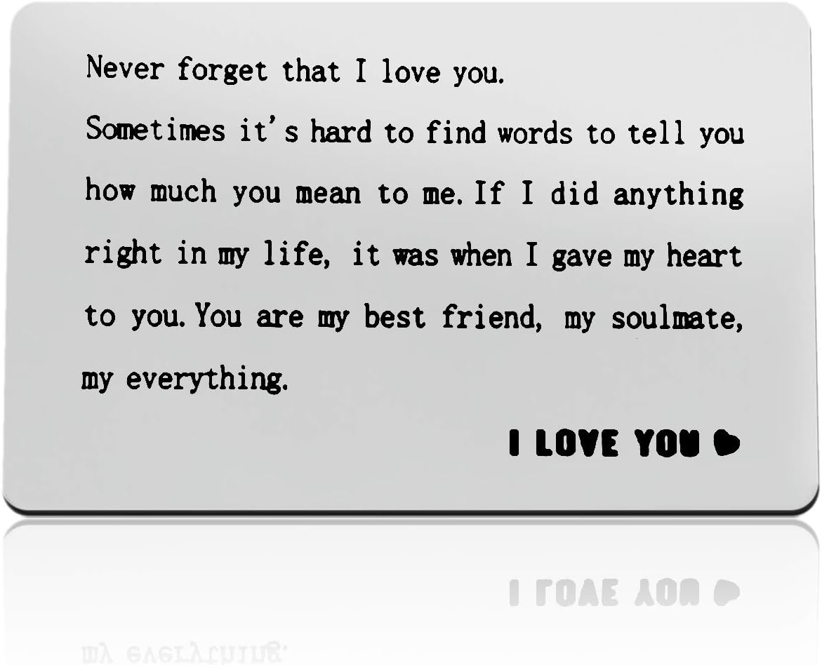 Valentines Day Gifts Anniversary Card Gifts for Boyfriend Husband Engraved Wallet Card for Him Christmas Birthday Gift I Love You Gift for Him Fiance