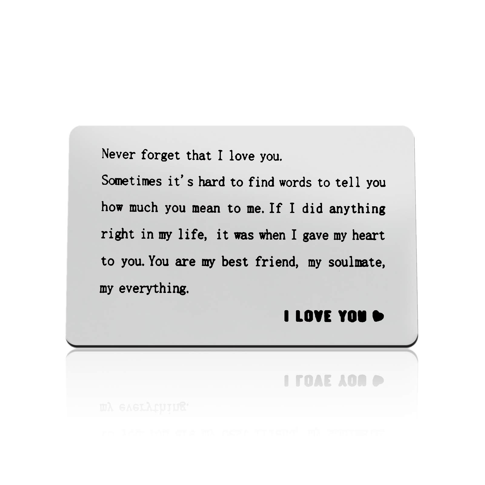 Valentines Day Gifts Anniversary Card Gifts for Boyfriend Husband Engraved Wallet Card for Him Christmas Birthday Gift I Love You Gift for Him Fiance