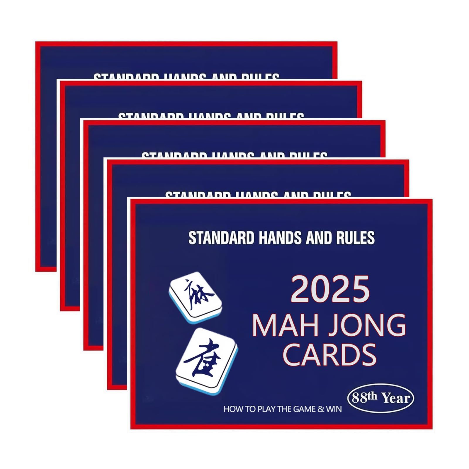 INROAN 5Pcs Mahjong Cards 2025 Official Revision, Mah jongg Cards, Large Print Easy to Read Rule Guide, Perfect for Game Nights & Parties