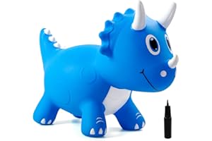 EVERICH TOY Kids Dinosaur Bouncy Animal Toys, Inflatable Triceratops Bouncer, Ride on Bounce Hopper, Indoor Outdoor Activity Birthday Gift for 18 Months 2 3 4 Years Old Boys