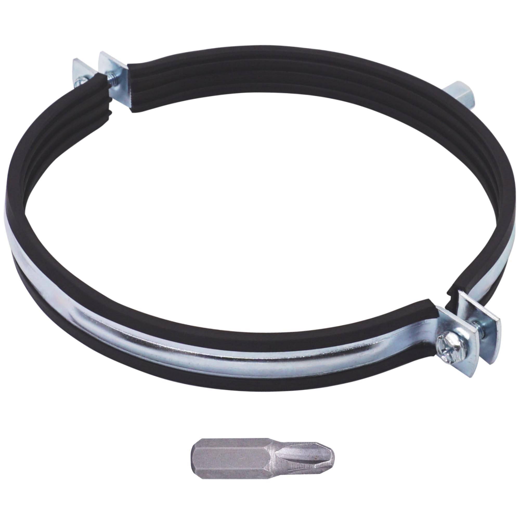 SKIR'CO (1 pc) Pipe Brackets with Rubber Linings for 180 mm Pipes, Pipe Clamps, Pipe Supports for Wall and Ceiling Mounting