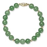 14k Gold Natural Green Jade Bead
