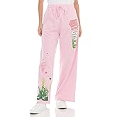 Wicked Womens Wicked Glinda & Elphaba Women’s, Ladies & Juniors Pink Wide-Leg Jogger Fleece Pant