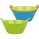 Tiawudi 6 Pack Snack Bowls (4.9L Large), Plastic Serving Bowls for Party, Large Bowls with Handles for Kitchen, Fruit, Cereal, Candy, Salad and Chip, Microwave Safe