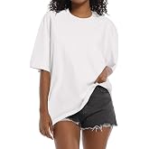 SnowElve Womens Washed Vintage Oversized T-Shirt Baggy Workout Tops Short Sleeve Cotton Tshirts Streetwear Boyfriend Tee