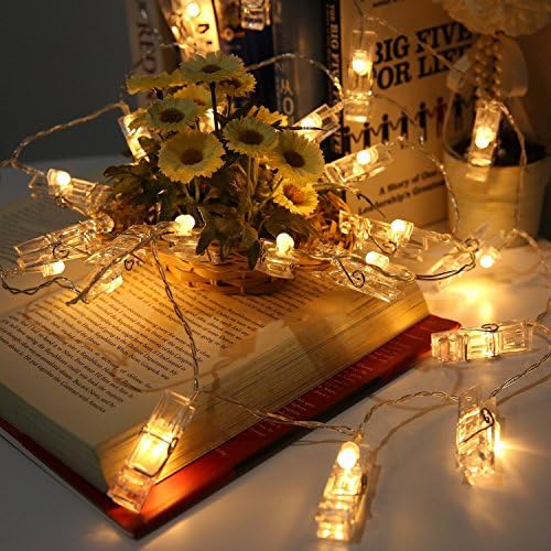 20 LED Photo Clip Fairy String Light 9.8Ft Warm Battery Powered for Painting Wedding Home Decor Artwork (9.8ft)