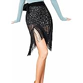 Women Black Latin Dance Skirt Practice Wear Sexy Tassel Skirt Professional Dance Hip Scarf