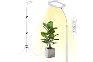 Grow Light with Stand, Yadoker LED Plant Light for Indoor Plants, Full Spectrum Grow Lamp, 8/12/16H Timer, 10 Dimmable Levels, 7 Switch Modes, Adjustable Tripod Stand 15-66 inches