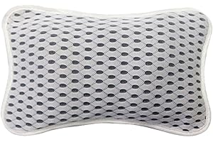 LIFKOME 3D Air Mesh Bath Pillow Tub Neck and Back Support with Suction Cups, White Bathtub Cushion Headrest