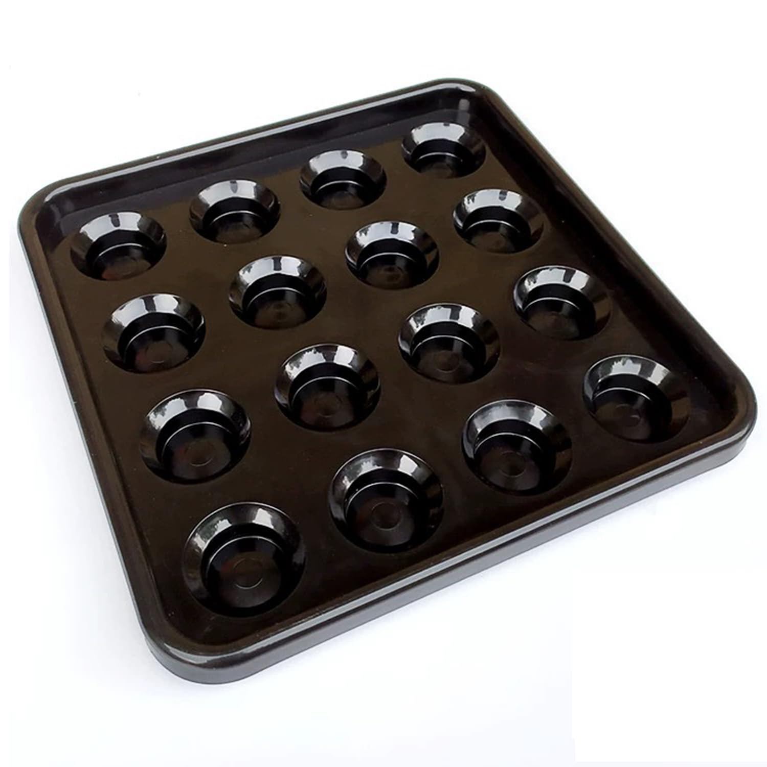 Sinsilvie Pool Ball Tray for 16 Balls, 2 1/4-Inch or Less, Black Plastic Carrying Tray for Snooker or Billiard
