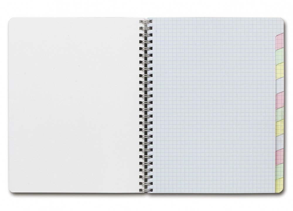 Clairefontaine 8959C A 12-Notch Spiral-Format Index Book - 17x22 cm - 120 Small Squares Pages - 90 g White Paper - Laminated Card Cover - Random Colour