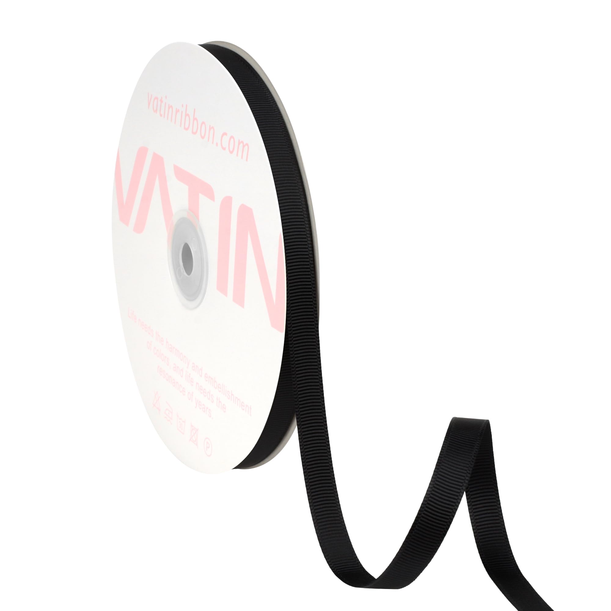 VATIN Solid 10mm X 45 Metres Black Grosgrain Ribbon 23 Metres Each Roll Perfect for Crafts, Wedding Decor, DIY Hair Accessories, Sewing, Gift Package Wrapping and More