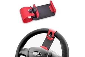 Steering Wheel Phone Holder - Hands-Free Clip Mount Stand Compatible with iPhone, Samsung Galaxy, GPS Navigation Compatible w