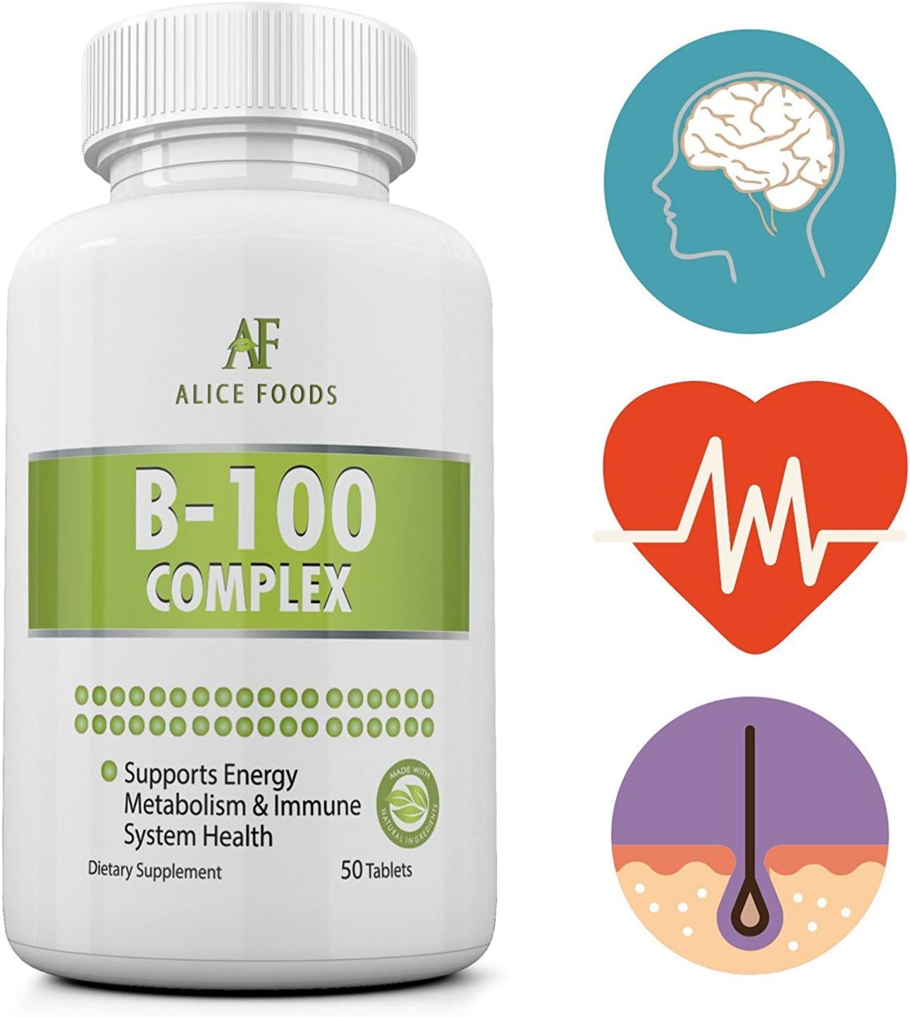 Time Released Vitamin B-100 Complex - 50 Coated Tablets Slow Release