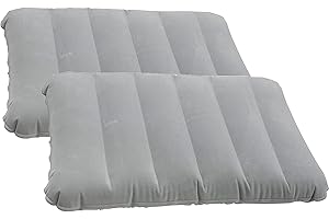 2 Pack Ultralight Inflatable Camping Pillow Squared Flocked Fabric Air Pillow for Camping,Hiking,Traveling,Napping,Desk Rest,