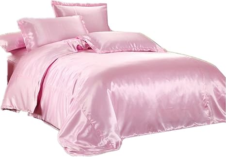 Amazon シルク布団カバー 掛布団カバー 上質天然シルク素材 ４点セット シルク布団カバー １枚 シルクシーツ １枚 シルク枕カバー ２枚 シングル ベビーピンク シングル 寝具カバーセット オンライン通販