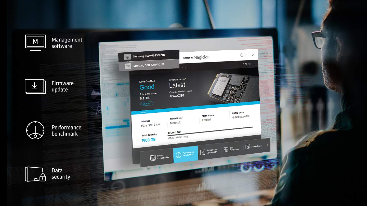 SAMSUNG 970 EVO SSD 2TB M.2 NVMe Interface Internal Solid State Drive + 2mo Adobe CC Photography with V-NAND Technology (MZ-V7E2T0BW)