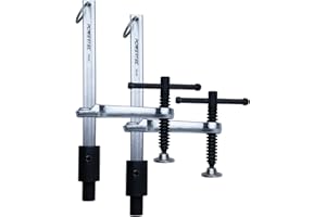 POWERTEC 2PK Welding Clamp with T-Handle – 6-1/2" Max Opening, 3-1/4" Throat Depth – Fits 5/8" (16mm) Welding Table Holes, He