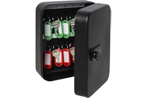 Kasten Key Cabinet Wall Mount with Combination Lock, Key Organizer Box with 20 Key Hooks, 7.87" x 6.30" x 2.95", Small Black Matt