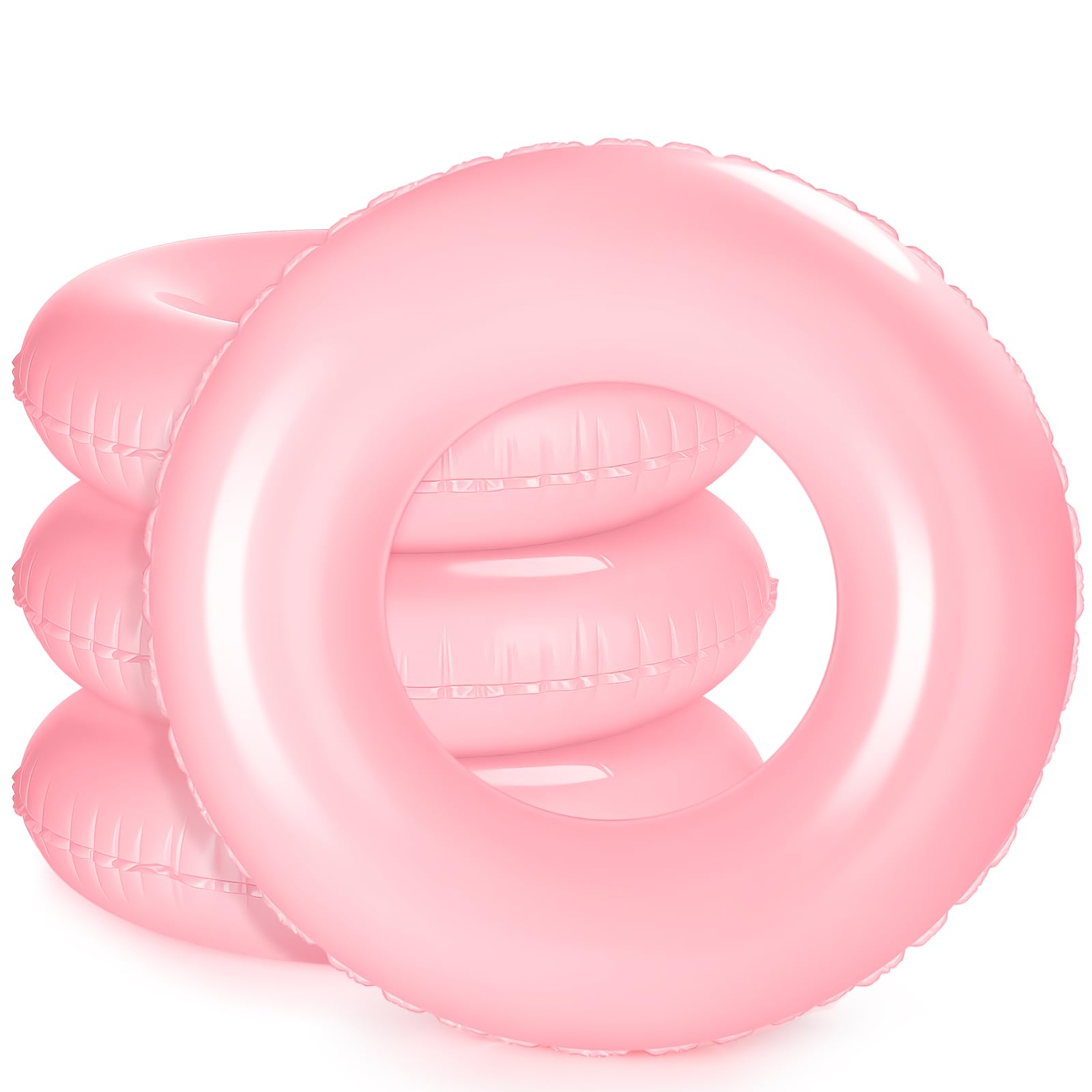 Photo 1 of ShinyRelief 4 Pcs Inflatable Pool Floats 33 Inch Swim Rings for Adults Colorful Swim Inner Tube Swimming Ring Raft Float Toys for Beach Swimming Pool Party Supplies(Light Pink)