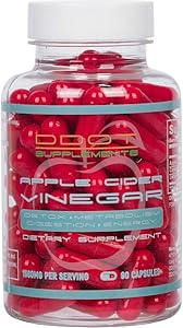 All Natural Apple Cider Vinegar (1580mg | 90 Capsules) with Lemon and Cayenne - Great for Weight Management, Bloating, Detox, Digestion, Cholesterol and Metabolism Support - DDOT Supplements