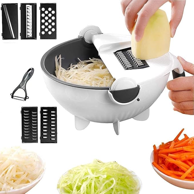 Buy VATTU 9 in 1 Multifunction Magic Rotate Vegetable Cutter with Drain