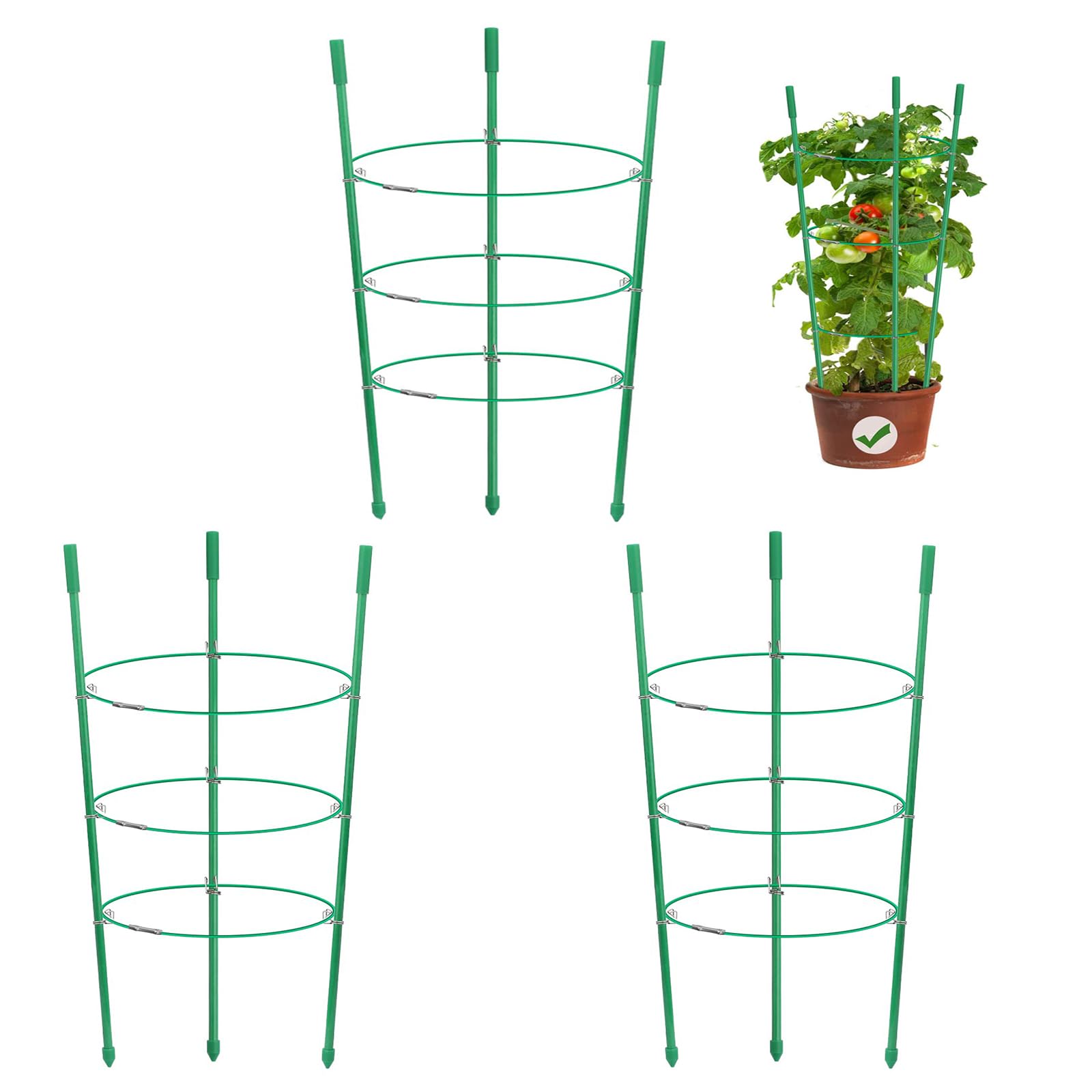 DIY Garden Plant Support Ring Extendable 17"To 34"Garden Trellis Neat Tomato Potato Grow Cage Supporter For Climbing Vegtables Fruit Flower Indoor Outdoor with Adjustable Rings (2PCS,ASSEMBLE)