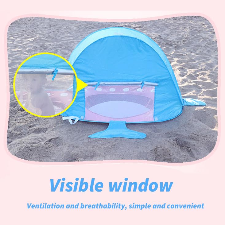 Tenda de praia infantil com proteção solar, adequada para piscinas, dobrável (azul)