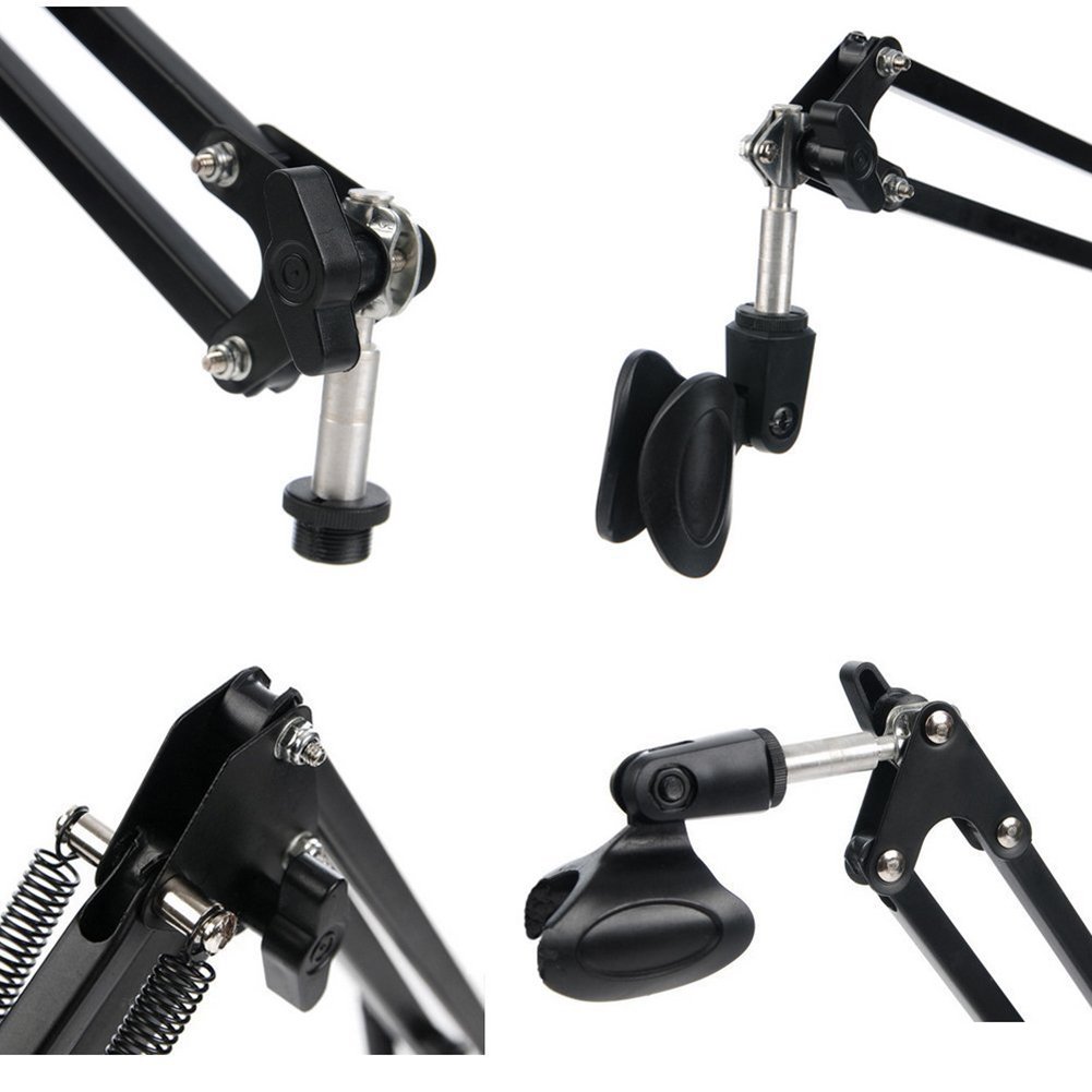 おまけ付 調節可能なマイク保持ラック B07pkwzgyw ブロードキャストスタジオワークショップアクセサリー ウォールクランプマウントサスペンションブームシザーアーム三脚スタンドホルダー マイクスタンド Cmpc Org Ar
