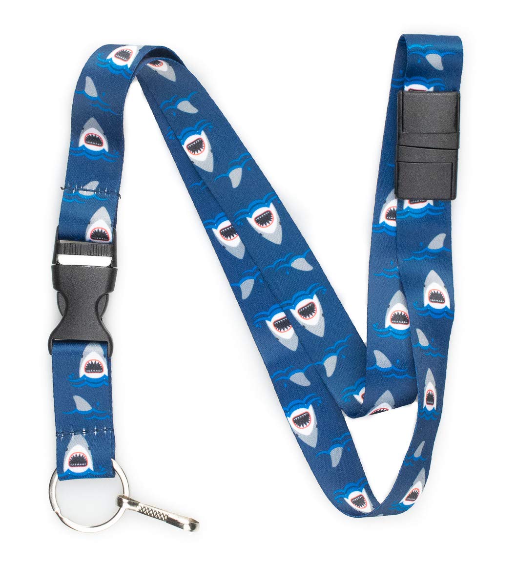 Limeloot Shark Jaws Premium Lanyard with Breakaway, Release Buckle, and Flat Ring.